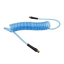 1/4" 25 ft long w/1/4" NPT Solid Fittings, Recoil Translucent Blue PU Hose