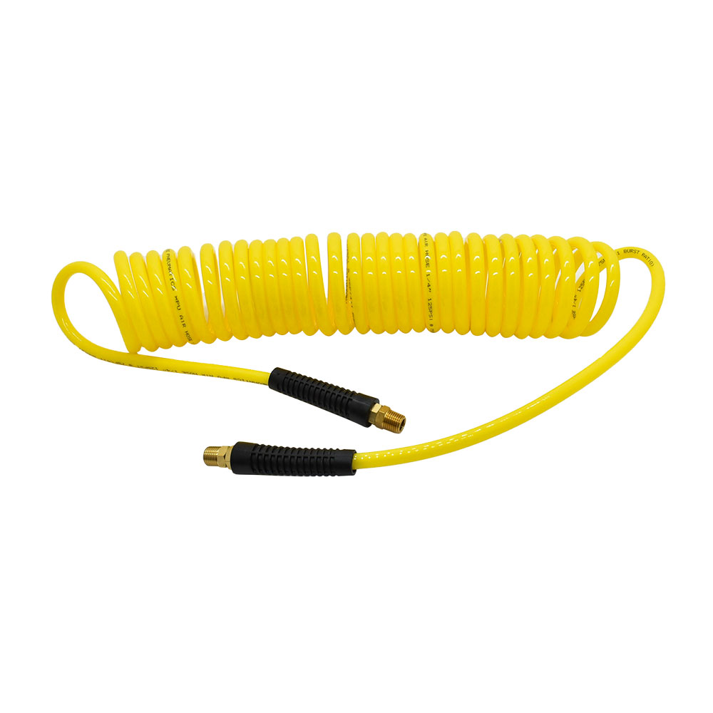 1/4" 50 ft long w/1/4" NPT Swivel Fittings, Recoil Yellow PU Hose