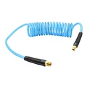1/4" 15 ft w/1/4" NPT SOLID Fittings, Braided Clear-Blue Recoil PU Hose