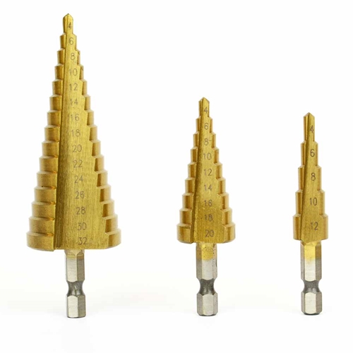 3pc Metri Titanium Coated Step Drill Set  (F0790)