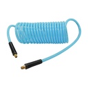 3/8" 15 ft w/ 1/4" NPT non -swivel Fittings, Braided Clear-Blue Recoil PU Hose