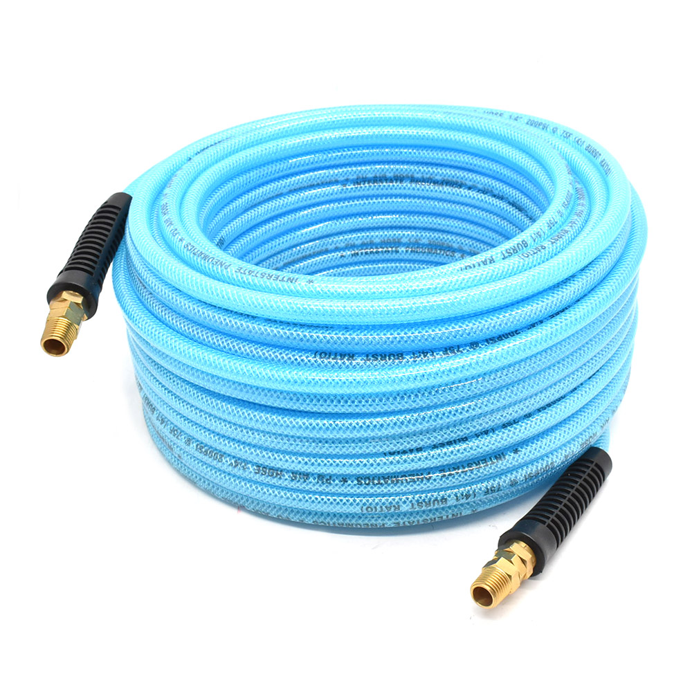 1/4" 100 ft Light Blue Polyurethane Hose (1/4" NPT) Swivel Fitting