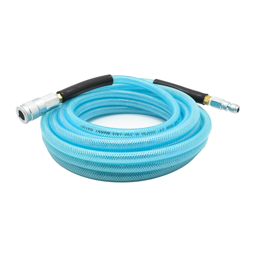 3/8" 25 ft light blue PU hose Kit with 3/8" Auto  coupler and plug