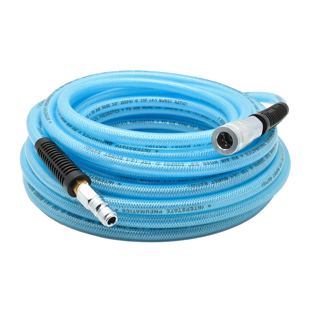 3/8" 50 ft light blue PU hose Kit with 3/8" Auto  coupler and plug