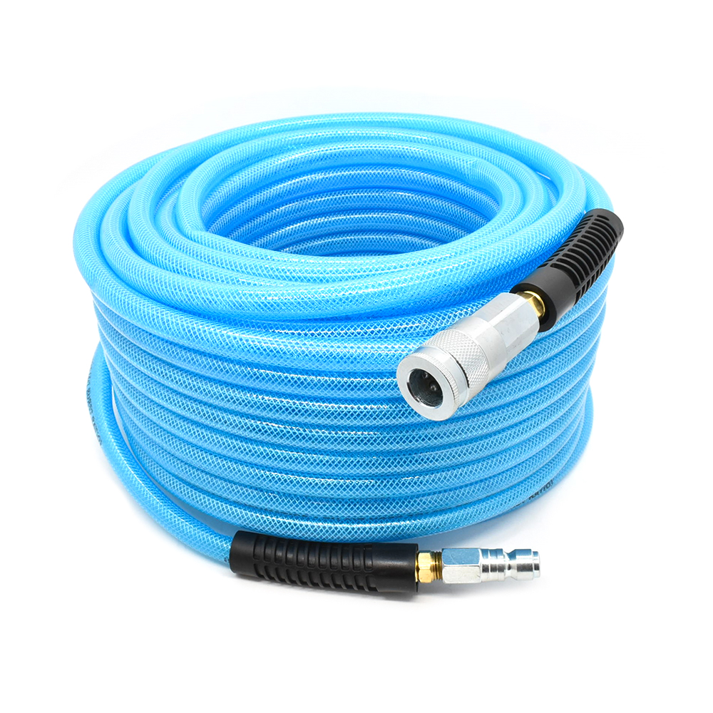 3/8" 100 ft light blue PU hose Kit with 3/8" Auto  coupler and plug