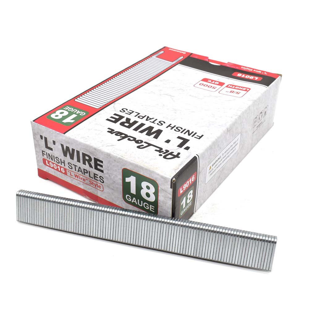 5/8 Inch Long x 1/4 Inch Narrow Crown 18 Gauge (L Wire) Finish Staples (5,000 per box)
