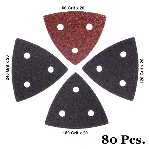 80 Pack Universal Sand Paper For Oscillating Multi-Tools and Others 3-2/8" Size