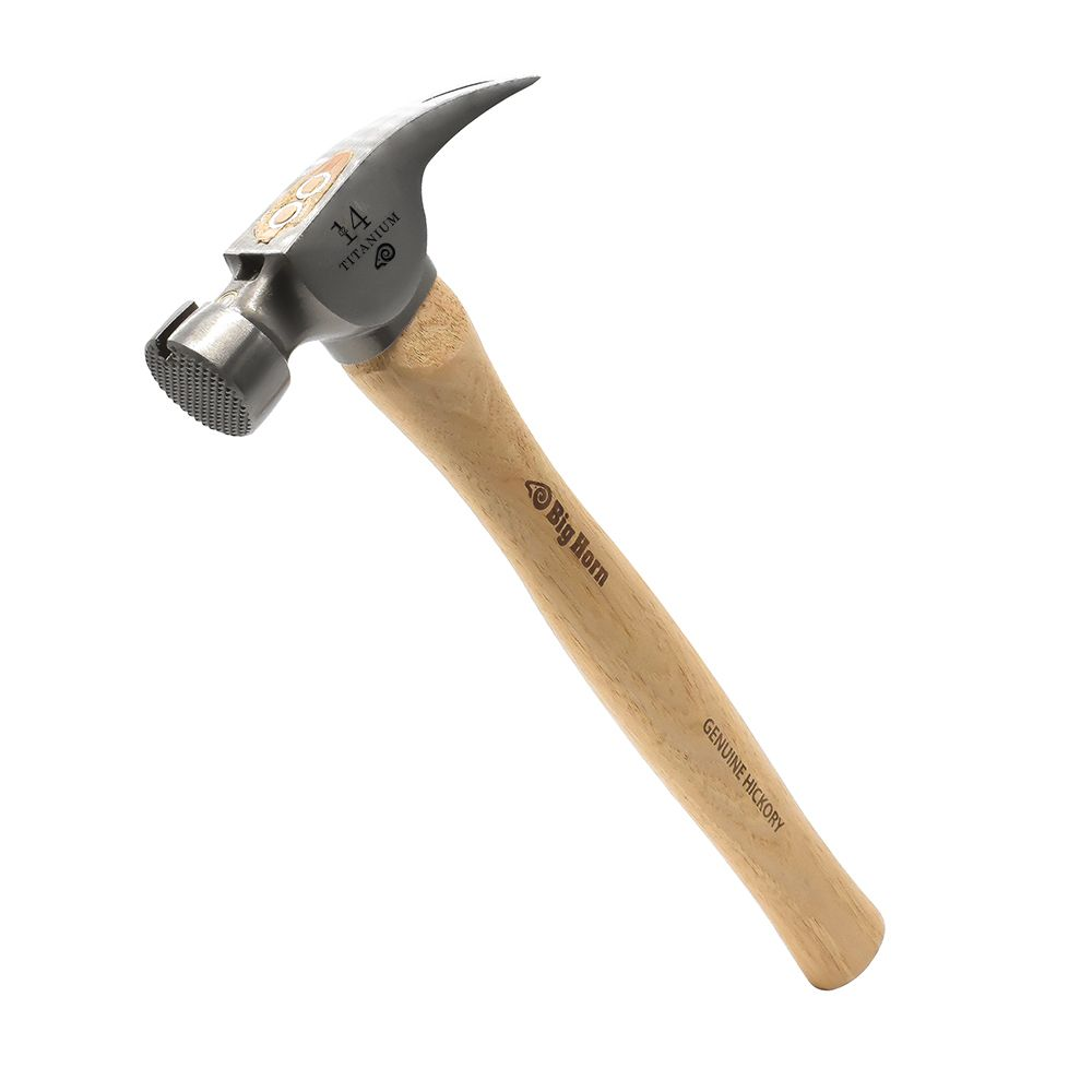 14 Oz Tiger Titanium Hammer With Straight Hickory Handle