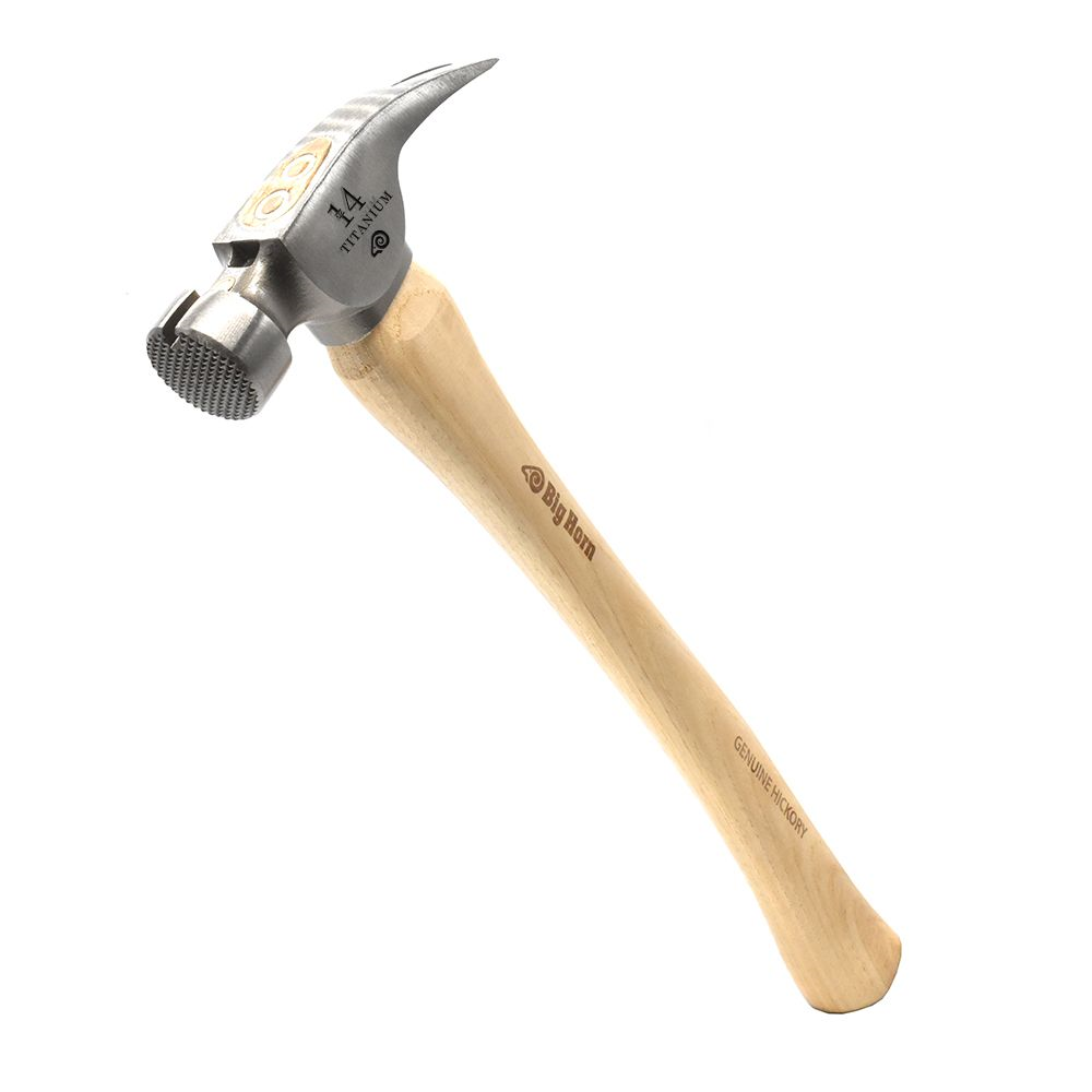 14 Oz Tiger Titanium Hammer With Curved Hickory Handle