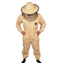 Honey Bee Full Protective Suit, Beige Cotton+ Round Hat - Large