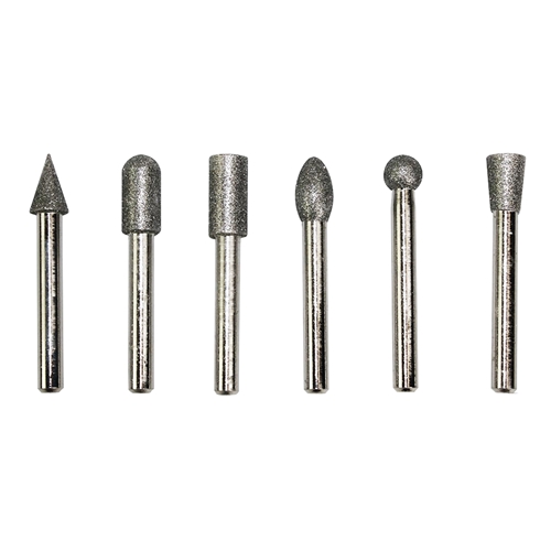 6PC Diamond Burr Set - 1/4" Shank, 80 Grit - Medium