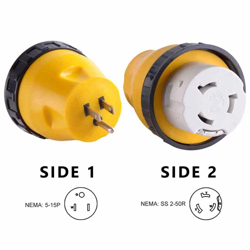 15 Amp Male to 50 Amp Female Locking Adapter
