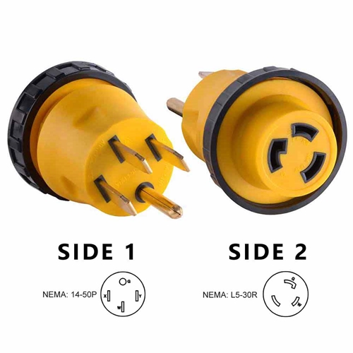50 Amp Male to 30 Amp Female Locking Adapter