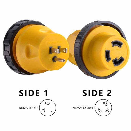 15 Amp Male to 30 Amp Female Locking Adapter