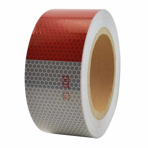 2" x 50' ft High Visibility Conspicuity DOT-C2 Approved Reflective Safety Tape – 6" Red / 6" White - Automobile Vehicles, Trailers, Boats