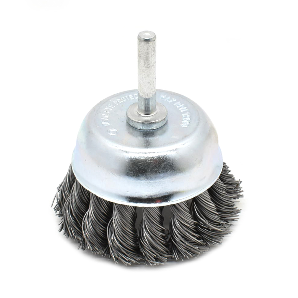 3-Inch Wire Cup Brush 1/4-Inch Shank - Knotted Wire 4500 RPM