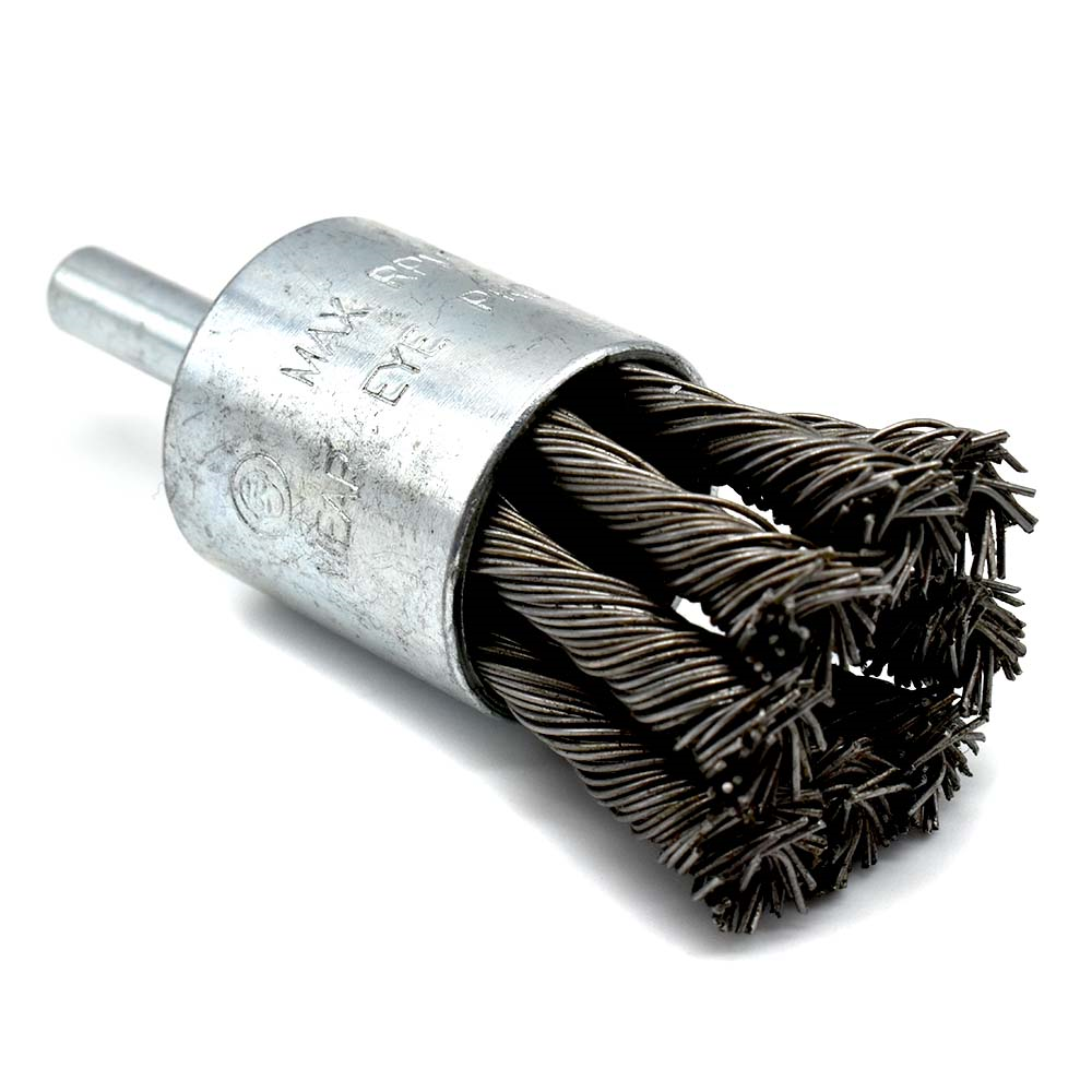 1-Inch End Brush 1/4-Inch Shank - Knotted Wire 4500 RPM