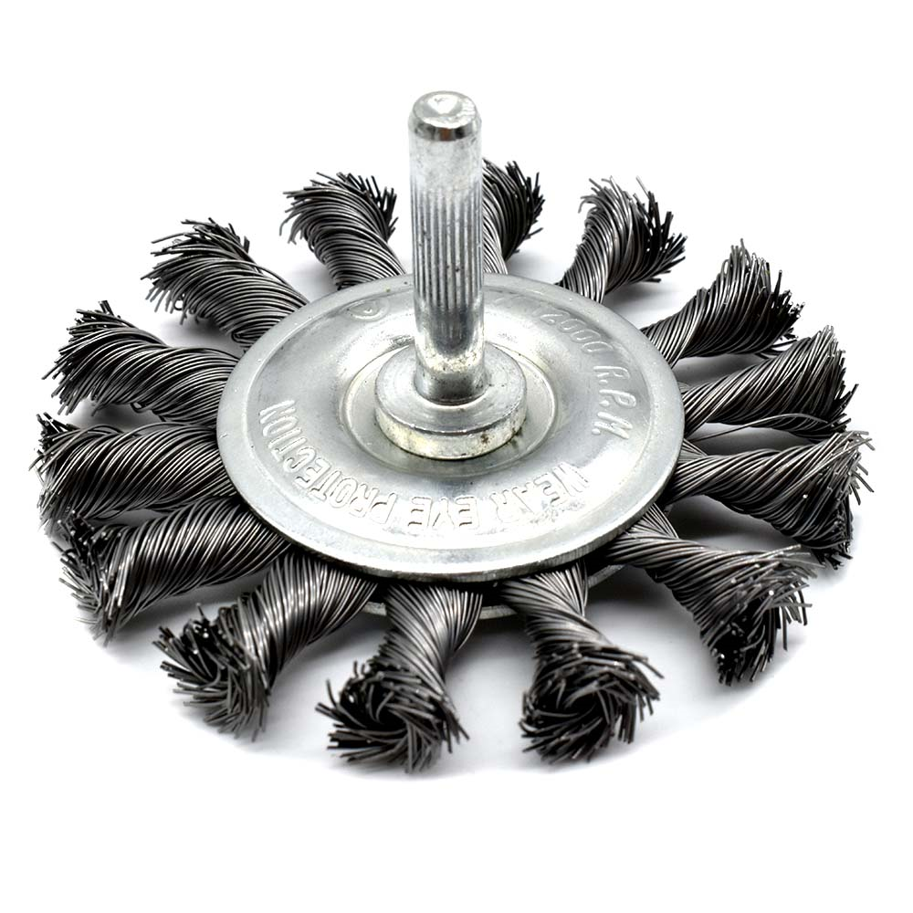 3-Inch Wire Wheel 1/4-Inch Shank - Knotted Wire 20,000 RPM