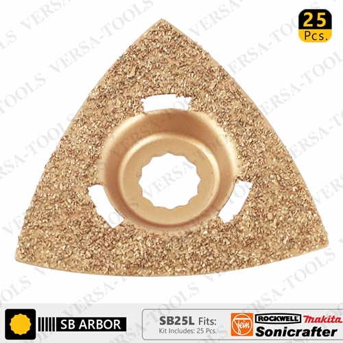 80mm Triangular Carbide Rasp, 8mm Offset Mount for a Perfect Flush Sanding/Grinding Fits Fein Multimaster, Rockwell, Sonicrafter, Makita / 25 PK