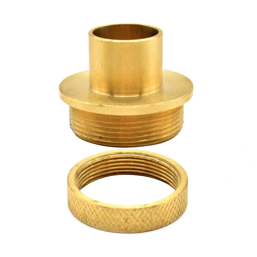 Brass Router Template Guide with Lock Nut ID 21/32" , OD 3/4" (42024)