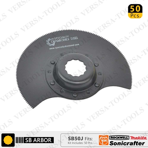 80mm Semi Round Bi-Metal Blade, 8mm Offset Mount for a Perfect Flush Cut  Fits Fein Multimaster, Rockwell, Sonicrafter, Makita / 50 PK
