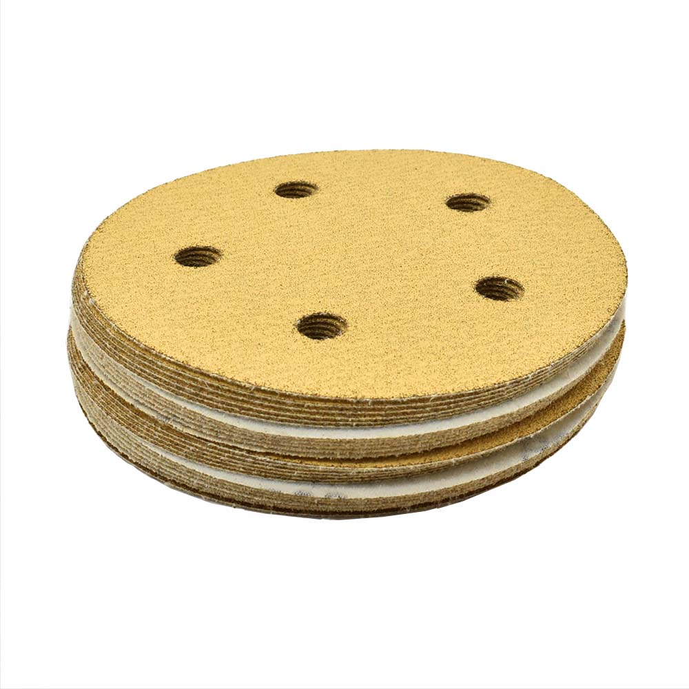 80 Grit 5" Diameter 5-Hole H&L Sanding Paper - 25/Pack (Ceramic Aluminum Oxide)