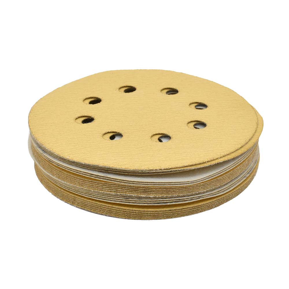 240 Grit 5" Diameter 8-Hole H&L Sanding Paper - 25/Pack (Ceramic Aluminum Oxide)