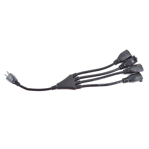 1-to-4 Power Cord Splitter Cable -18" Inches - Black - 16 Gauge