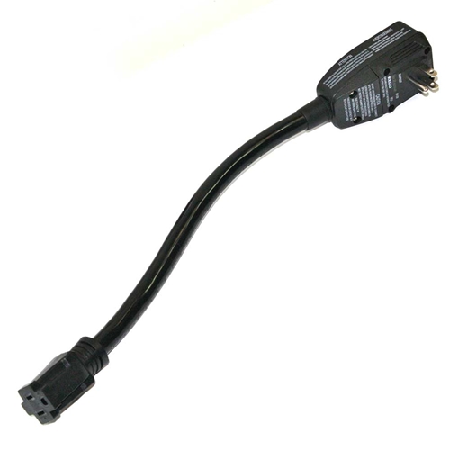 GFCI 15 Amp Plug NEMA 5-15P, with 12" single tap connector (NEMA 5-15R)
