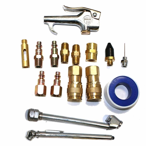 Tire Gauge Blowgun Coupler Kit, Top Industrial Commercial Grade 17pc