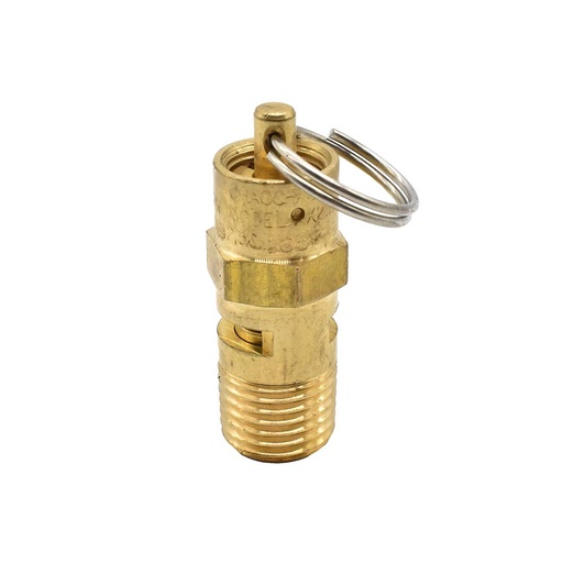 1/4" MPT Brass Safety Valve w/pull Ring - 165 PSI - ASME Certified