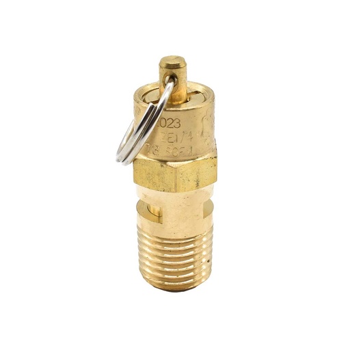 1/4" MPT Brass Safety Valve w/pull Ring - 200 PSI - ASME Certified