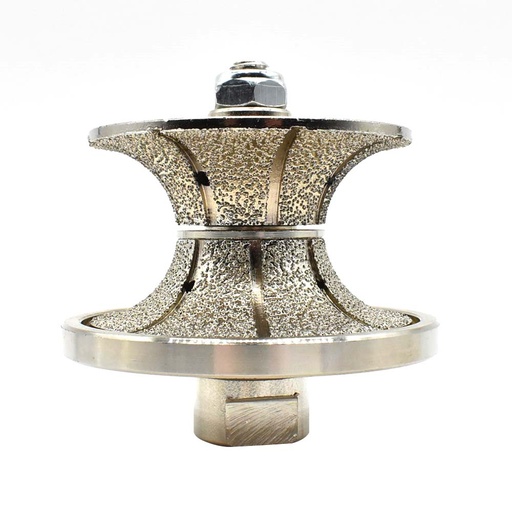 1-1/2" Full Bullnose Vacuum Brazed Diamond Profile Wheel with 5/8"-11 Female Threads