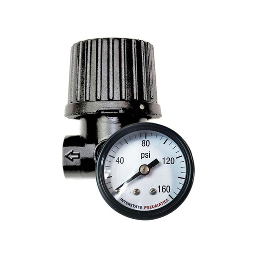 1/4" Mini Metal IN-Line Regulator - Inlet 150 PSI - Outlet 125 PSI - w/ Gauge (Flow: Left to Right)