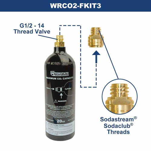 20 oz CO2 Paintball Tank (G1/2-14) with Sodastream Thread Outlet Fitting