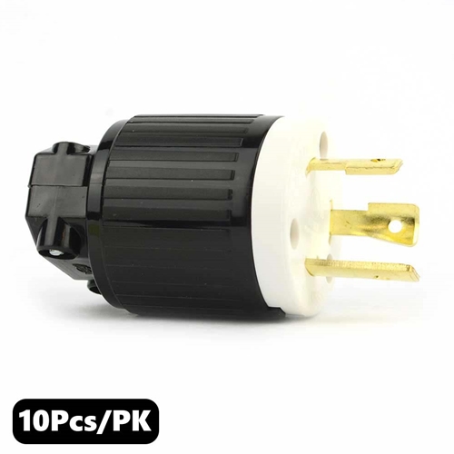 (TMT Only) 30A-250V 3-Blade NEMA L6-30P Twist Lock Electrical Plug - 10 pack