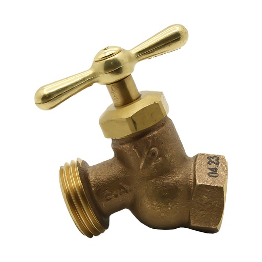 1/2" FIP x 3/4" GHT No-Kink Brass Hose Bibb