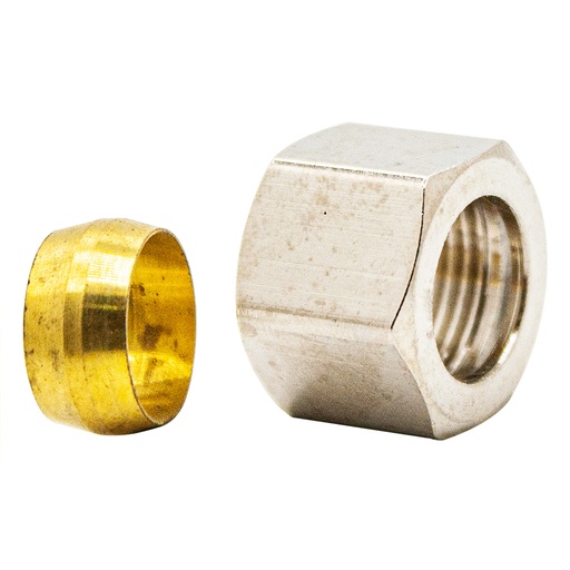 119-T 1/2" Compression Nut with Ferrule Sleeve - Chrome Plated