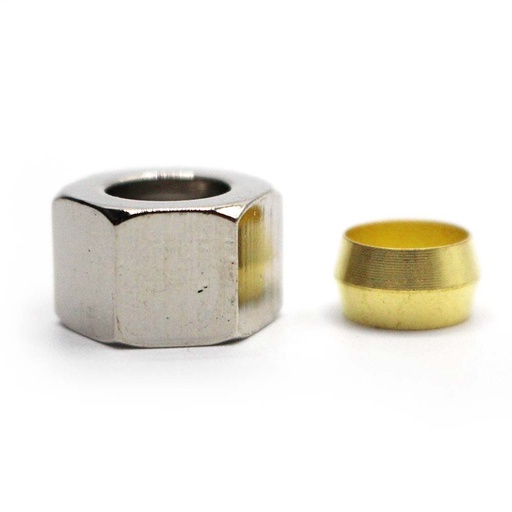120-T 3/8" Compression Nut with Ferrule Sleeve - Chrome Plated