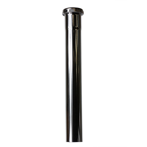 639-T 1-1/2" x 12" Chrome Plated Brass Tubular Extension Tube with Nut - 22 Gauge