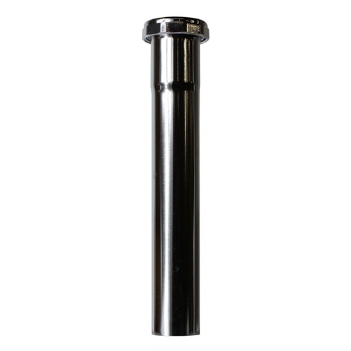 649-T 1-1/4" x 8" Chrome Plated Brass Tubular Extension Tube Slip Joint Connection - Includes Nuts and Washers - 22 Gauge