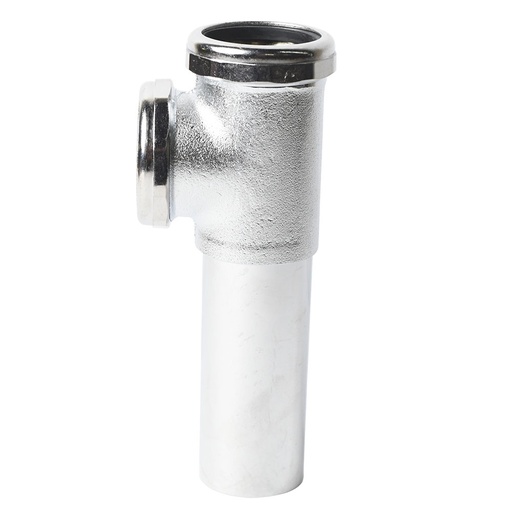 655-T 1-1/2" Chrome Plated Brass Tubular End Outlet Tee With Baffle - 20 Gauge