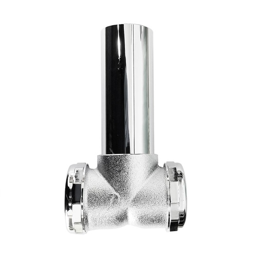 656-T 1-1/2" Chrome Plated Brass Tubular Center Outlet Tee with Baffle - 20 Gauge