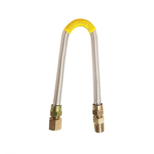 684-T 1/2" OD  X 3/8" ID (1/2" MIP x 1/2" FIP) 12" Long Stainless Steel Flexible Gas Connector