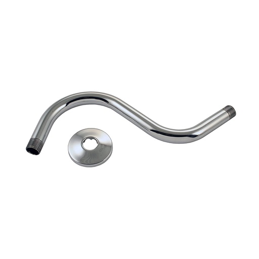 1213-T 8" S-Shape Shower Arm with Flange - Chrome