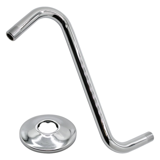 1214-T 10" S-Shape Shower Arm with Flange - Chrome