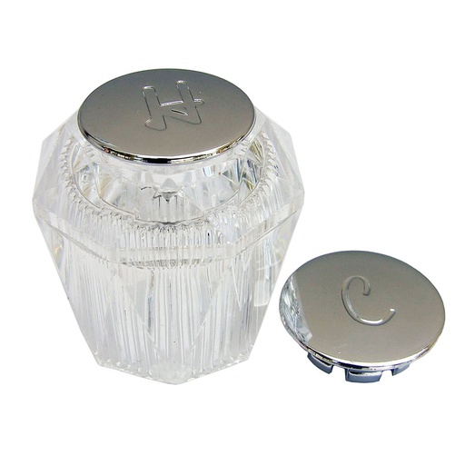 1513-T Price Pfister Small Contessa Tub Shower Faucet Handle - Clear Acrylic with Hot/Cold Buttons
