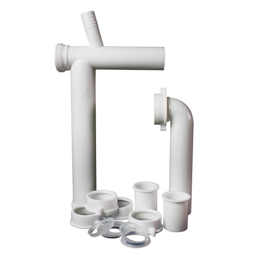1667-T 1-1/2" x 16" PVC Telescopic End Outlet Branch Tailpiece Universal Sink Waste with Direct Connect & Slip Joint Connect - (4) Slip Joint Washers (2) Direct Connect Washers