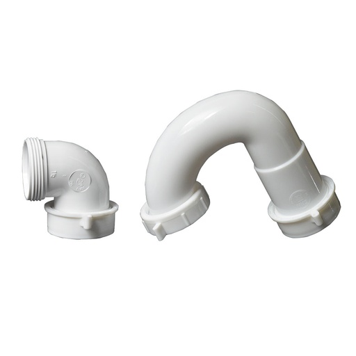 1670-T 1-1/2" PVC L.A. SINK TRAP "J" Bend with Inverted Nut & Slip Joint Elbow