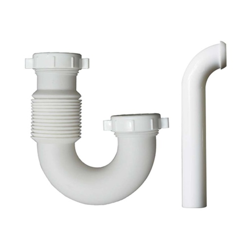 1676-T 1-1/2" PVC Flexible P-TRAP with (2) 1-1/2" Slip Joint Nut & (2) 1-1/2" Slip Joint Washers (2) 1-1/2" x 1-1/4" Reducer Washers